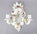 A Dresden Porcelain Two Light Wall Sconce