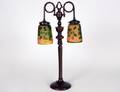 12 CAMEO GLASS AND METAL TWO LIGHT LAMP