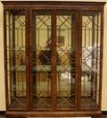 Henredon Walnut Four Door Display China Cabinet