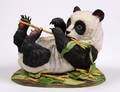 37 BOEHM PORCELAIN RECLINING PANDA WITH BAMBOO