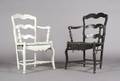 A Pair of Painted Provincial Ladder Back Chairs