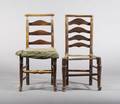 A Pair of Georgian Style Ladder Back Yew Side Chairs