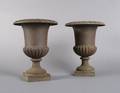A Pair of Cast Iron Urns