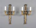 A Pair of Carved and Painted TwoLight Sconces
