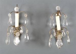 A Pair of GiltMetal Single Light Sconces