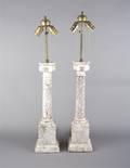 A Pair of Marble Columnar Form Lamps