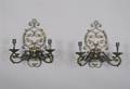A Pair of French Painted Iron Two Light Sconces