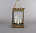 A Gilt Metal and Etched Glass Lantern
