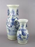 Two Celadon Ground Blue and White Vases