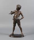 A Patinated Cast Metal Figure of a Young Boy after Auguste Moreau