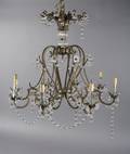 A Cast Metal and Glass Chandelier