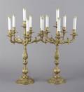 A Pair of Neoclassical Style Six Light Gilt Metal Candelabra