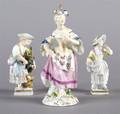 Three Meissen Porcelain Figures of Young Girls