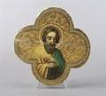 A Quatrefoil Double Sided Icon Fragment of a Saint