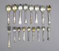 Seventyfour American Sterling Silver Engraved Spoons