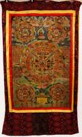 Tibetan Thangka with Painted Wheel of Life Imagery