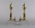 A Pair of English Brass and Cast Iron Andirons