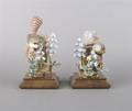 A Pair of Dorothy Doughty Canyon Wrens and Wild Lupine Bisque Birds Royal Worcester