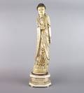 A Large Chinese Carved Ivory Figure of Guanyin
