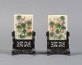 A Pair of Chinese Jade and Hardstone Table Screens