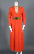 A Pauline Trigere Orange Dress With Brass Buckle