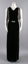A Black Velvet Beaded Evening Gown