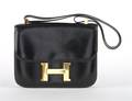 An Hermes Black Leather Constance Bag