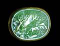37 CARVED JADE AND BRASS BELT BUCKLE