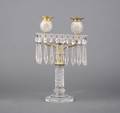 A Cut Glass and Gilt Metal TwoLight Candelabra