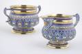 A Russian SilverGilt and Enamel Creamer and Sugar Moscow