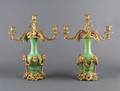 A Pair of Louis XV Style Gilt Bronze Mounted Celadon Candelabra