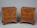 316 PR OF DIMUNITIVE BURL WALNUT BACHELORS CHESTS