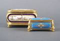 Two French Porcelain Gilt Metal Table Boxes