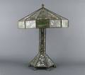 An American Bronze and Slag Glass Lamp