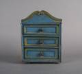 An American Queen Anne Diminutive Blue Painted Pine Chest of Drawers