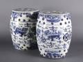 Two Chinese Blue and White Porcelain Garden Seats