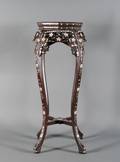 A Chinese MotherofPearl Inlaid Marble Topped Rosewood Urn Stand