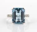 A Platinum Aquamarine and Diamond Ring