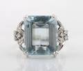 An 18 Karat White Gold Aquamarine and Diamond Ring