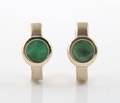 A Pair of 14 Karat Yellow Gold and Emerald Earrings