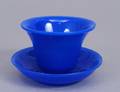 15 BLUE PEKING GLASS CUP AND STAND