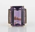 A Yellow Gold Amethyst and Diamond Ring