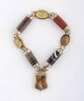A GoldFilled and MultiColor Carved Agate and Citrine Bracelet Scottish