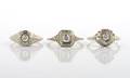 A Group of Three White Gold and Diamond Rings