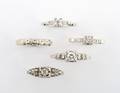 A Group of Five White Gold and Diamond Rings
