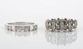 Two 14 Karat White Gold and Diamond Rings