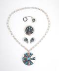 A Group of Sterling Silver and Turquoise Jewelry