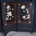A Chinese Lacquer and Carved Ivory and Hardstone Two Panel Screen