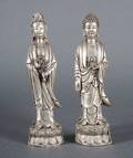 Two Chinese Nickel Silver Figures of Buddha