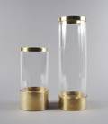 A Pair of Brass and Glass Hurricanes